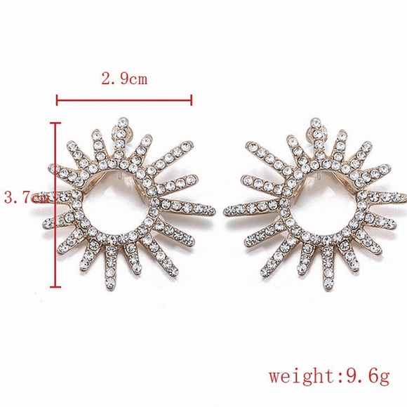 Gold Sunburst CZ w/Jacket Earrings - Picture 6 of 8